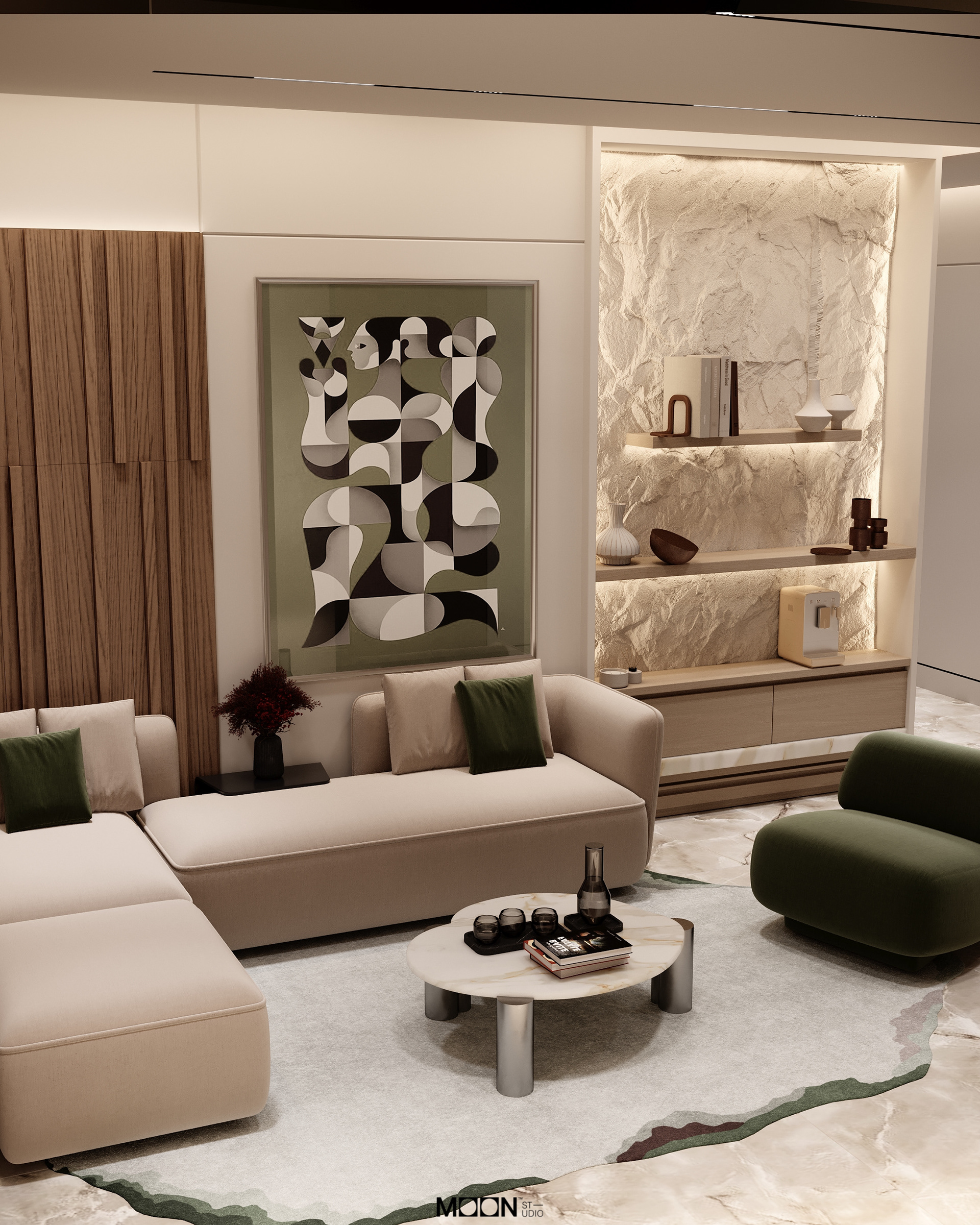 此处desgin可能拼写错误，正确的应该是design，Hall design可翻译为大厅设计 丨Moon Studio-15