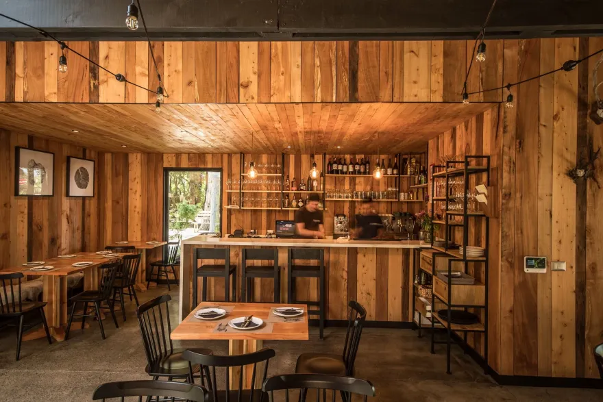 智利湖畔森林中的舒适用餐空间-40