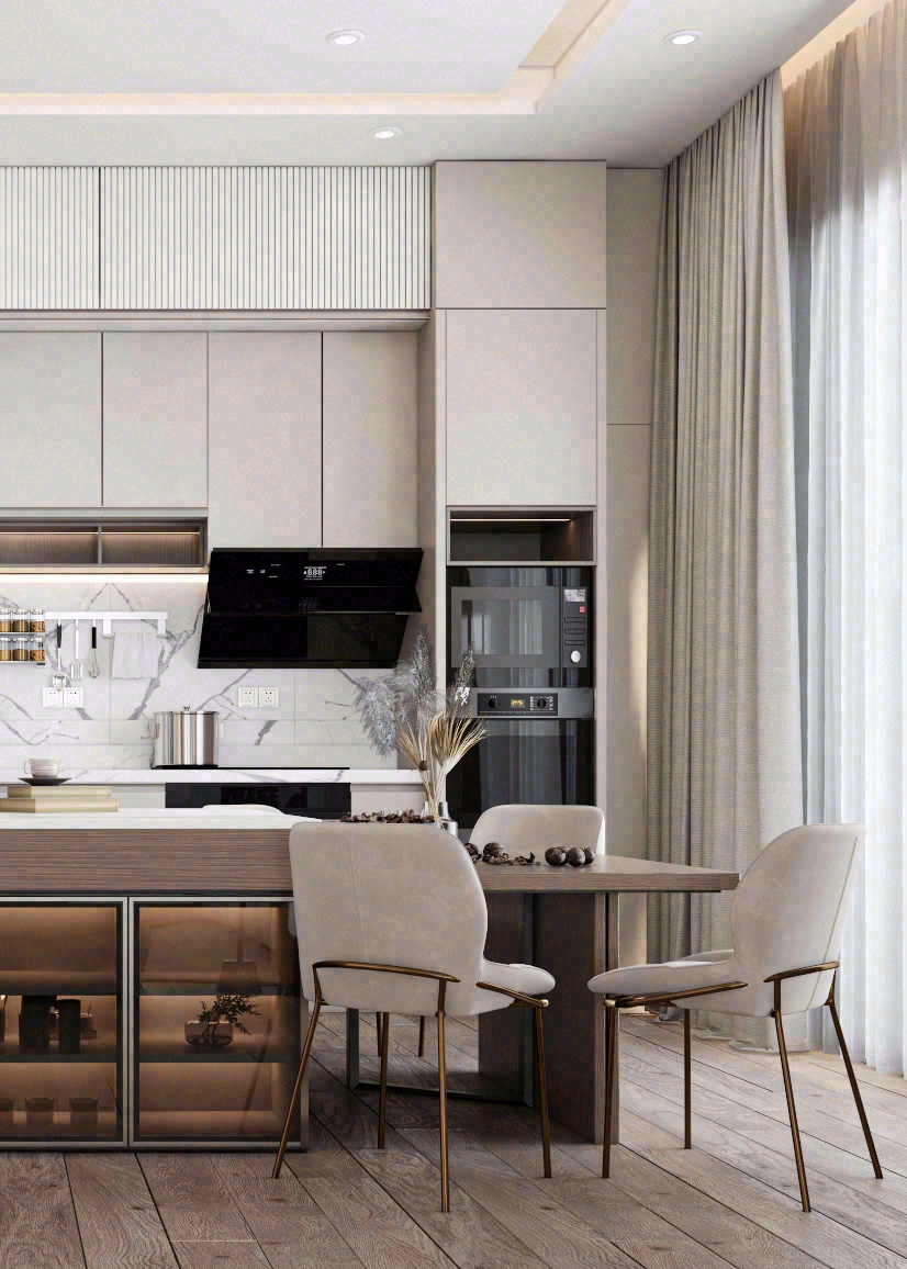 米色起居和用餐区丨美国丨ARCHITECTURE VISION-13