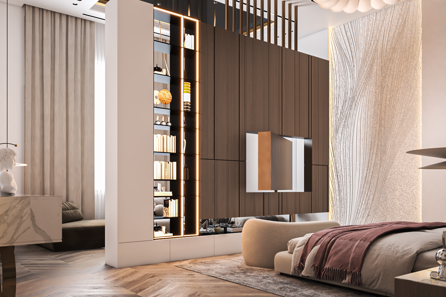 Divider Bedroom with tv panel-7