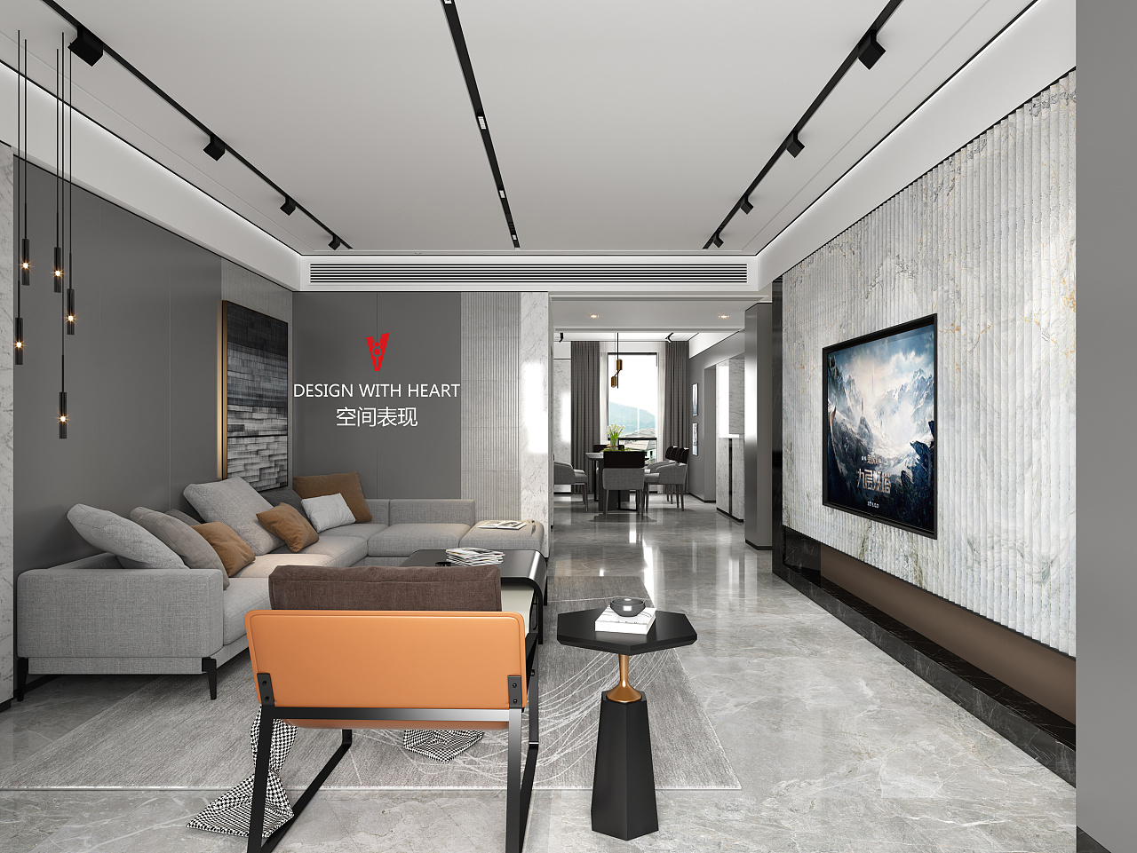 现代轻奢混搭家装设计 | V8 空间表现-7