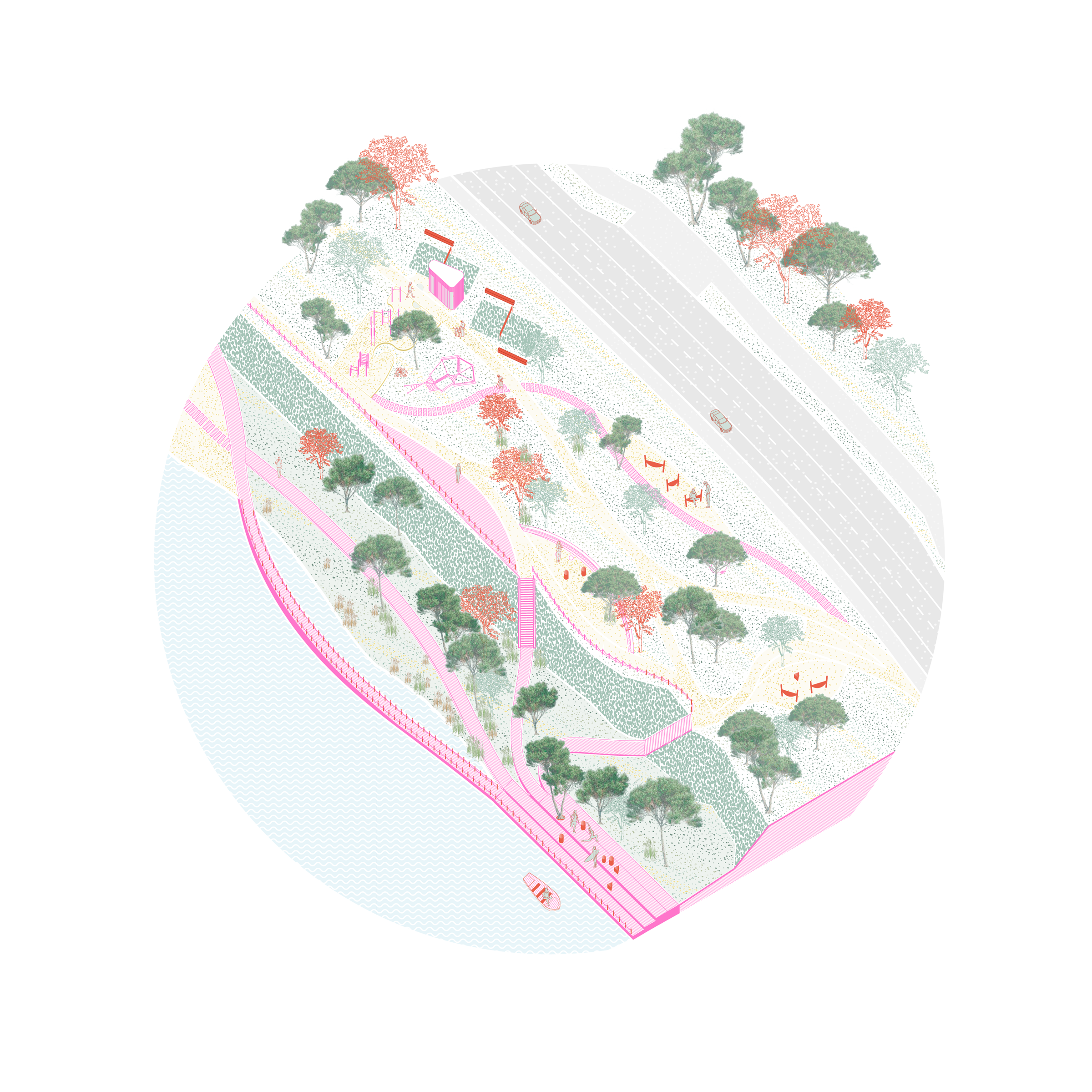 芭比海滩,起伏的城市海滩丨俄罗斯莫斯科丨Basis architectural bureau-49