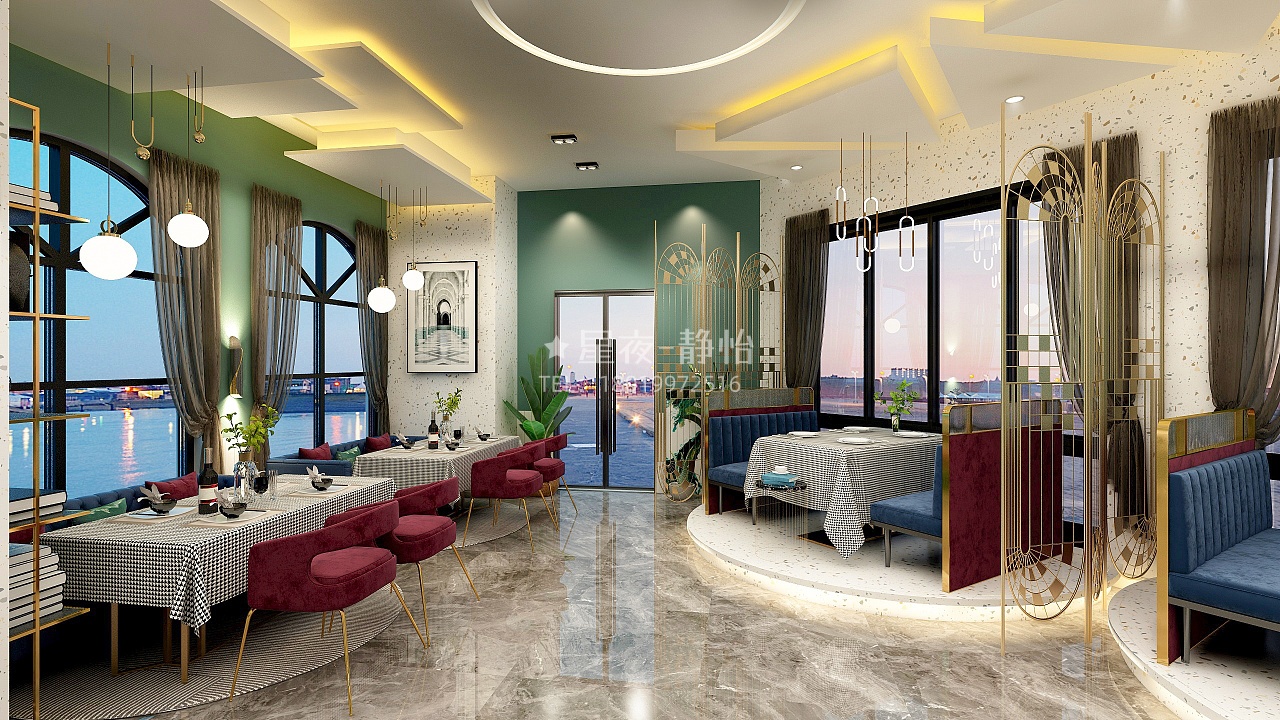 西餐厅工装效果案例-1