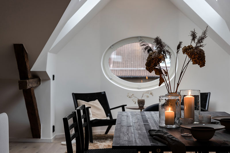 瑞典时尚阁楼公寓 | 玻璃隔墙与木梁的完美结合-8