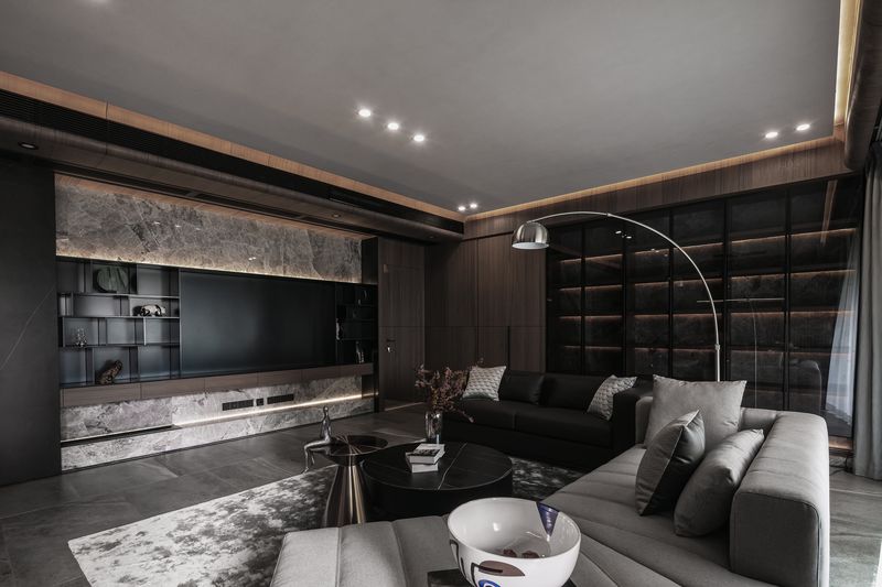 现代简约山语清晖，乐高模型与石材质感的空间对话-5