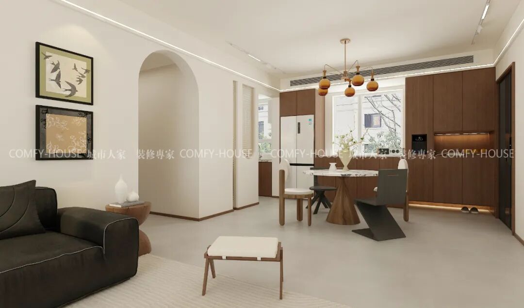 【中博玿华苑】141㎡|中古风，弧形梁下的时光褶皱-41