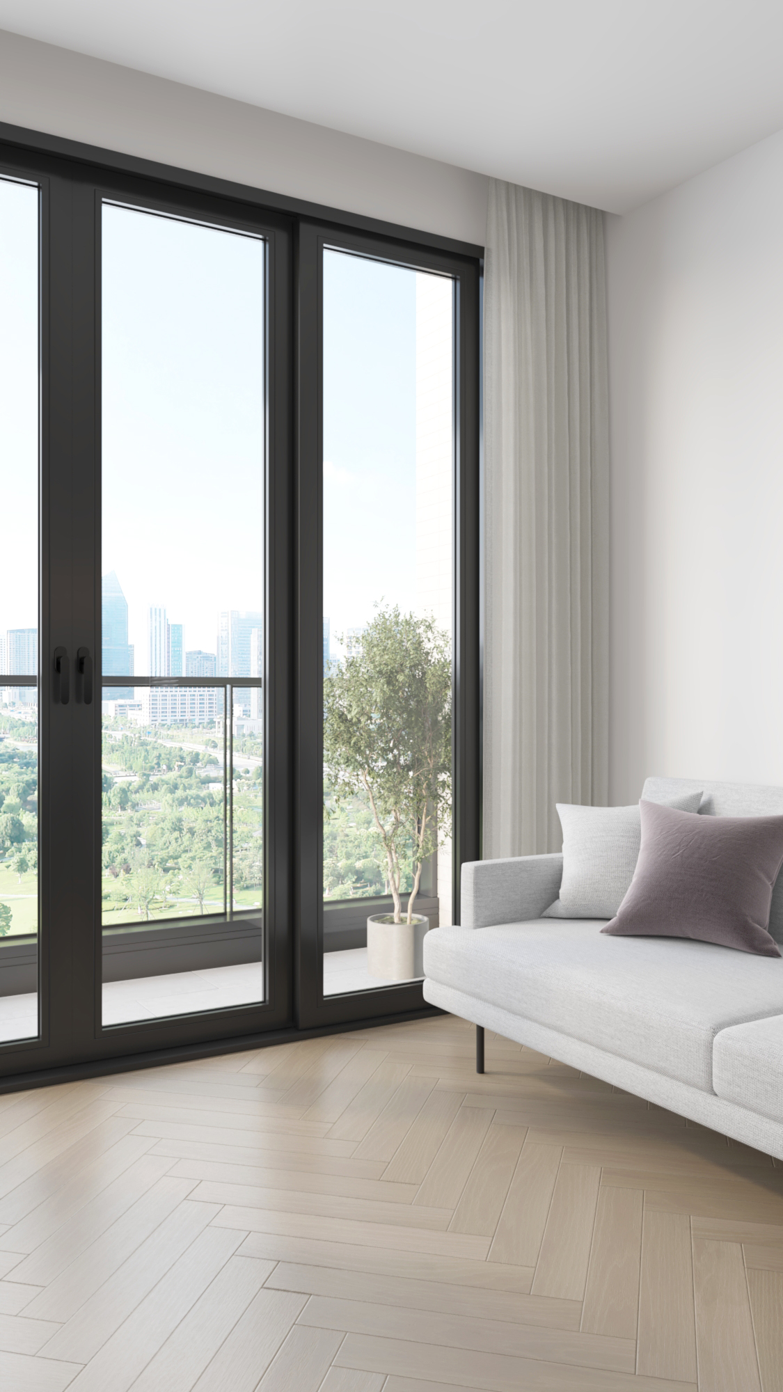 近期渲染，现代简约室内小户型住宅香港豪宅装修效果图视觉表现-4