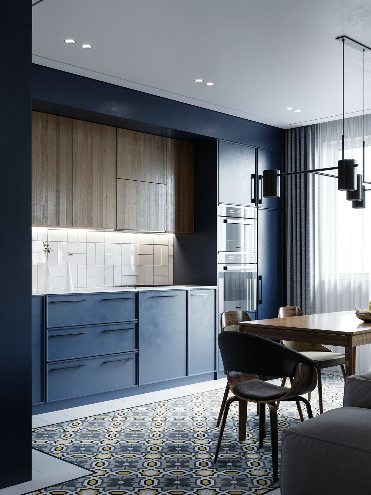 乌克兰90㎡ 蓝色系空间设计充满了浪漫与诗意-5