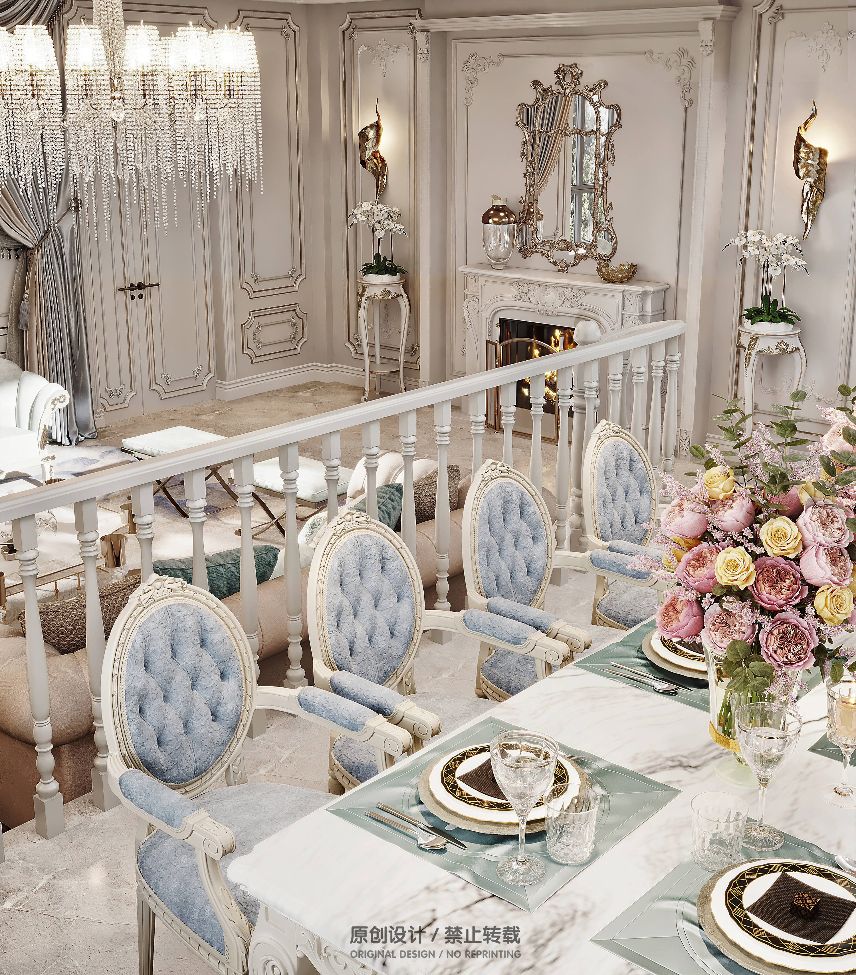 法式空间效果图表现丨魔方空间设计-25