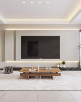 现代别墅轻奢风格客餐厅效果图表现