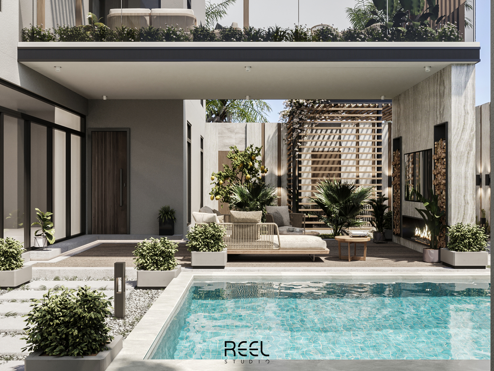 Villa Frontyard Landscape Design-0