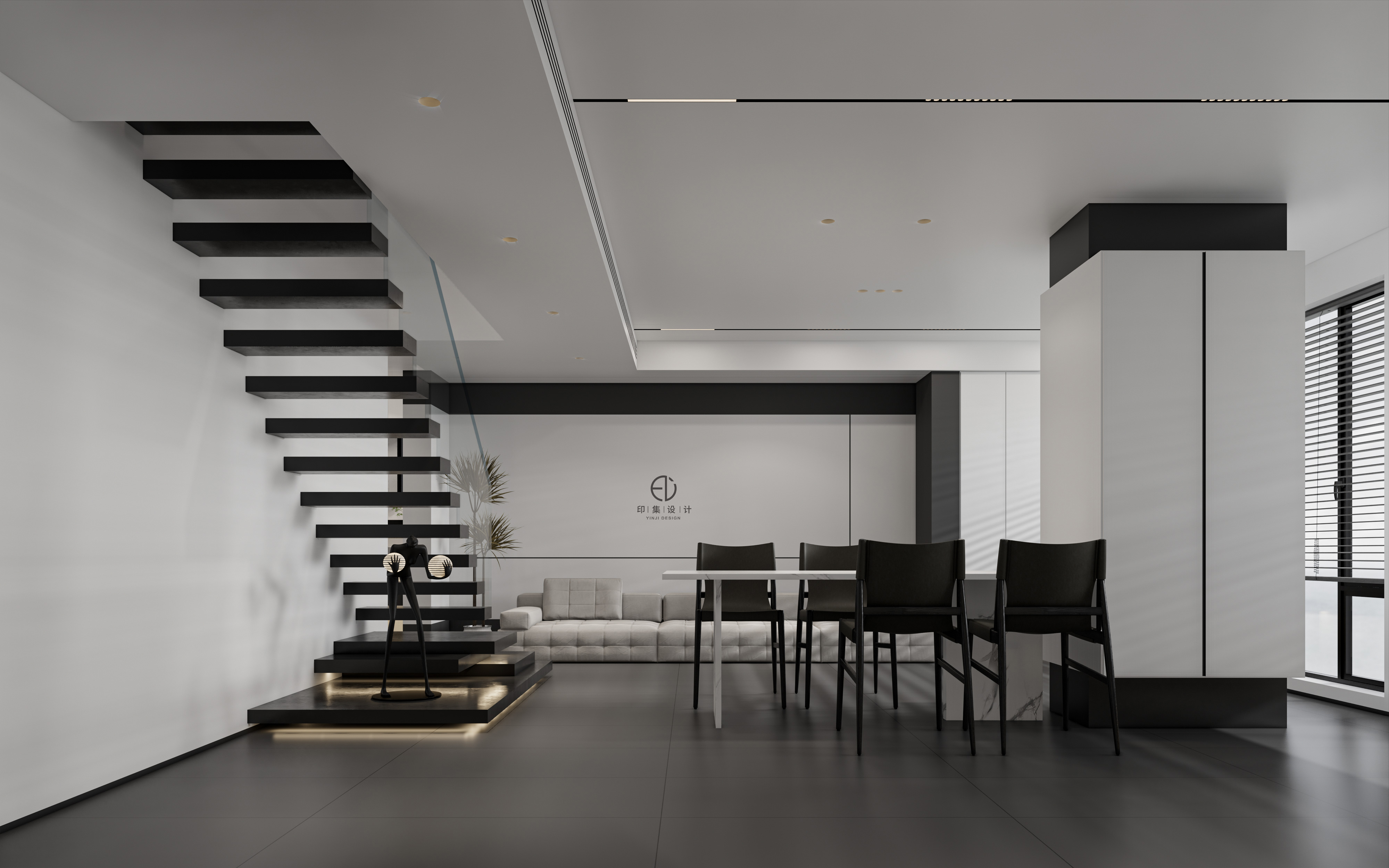 115㎡极简黑白灰，赋予生活的简雅情态-4