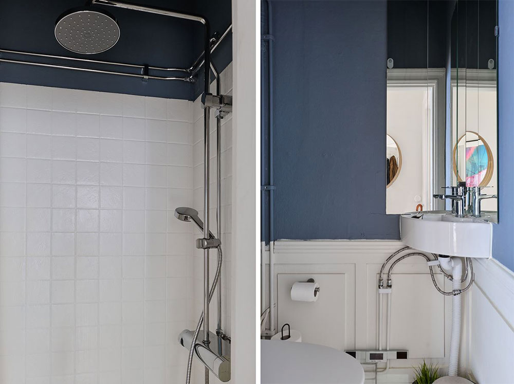 33 平米艺术小公寓 | 蓝色墙面与粉色厨房的完美碰撞-19