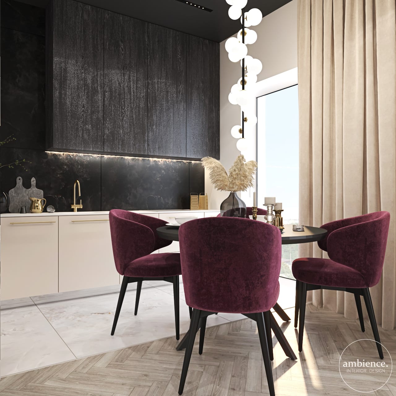 现代经典风带酒红色调室内项目丨波兰埃尔布隆格-12