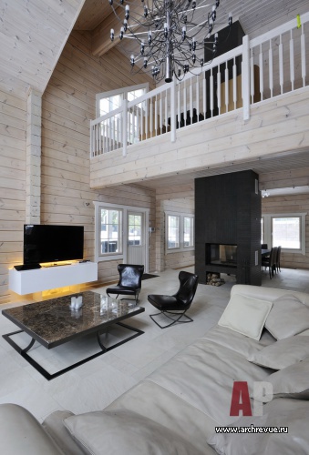 芬兰风格两层原木别墅室内设计丨Зубенко Юрий,Щербакова Ольга-13