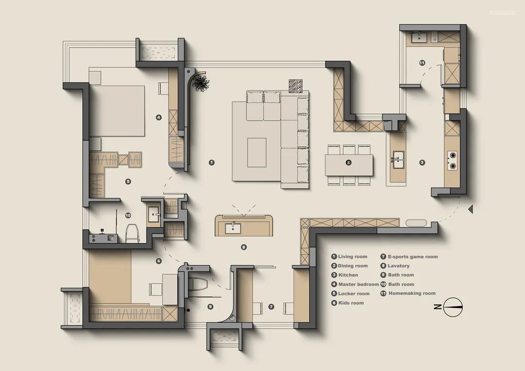 有娃家庭的现代极简风格设计-85