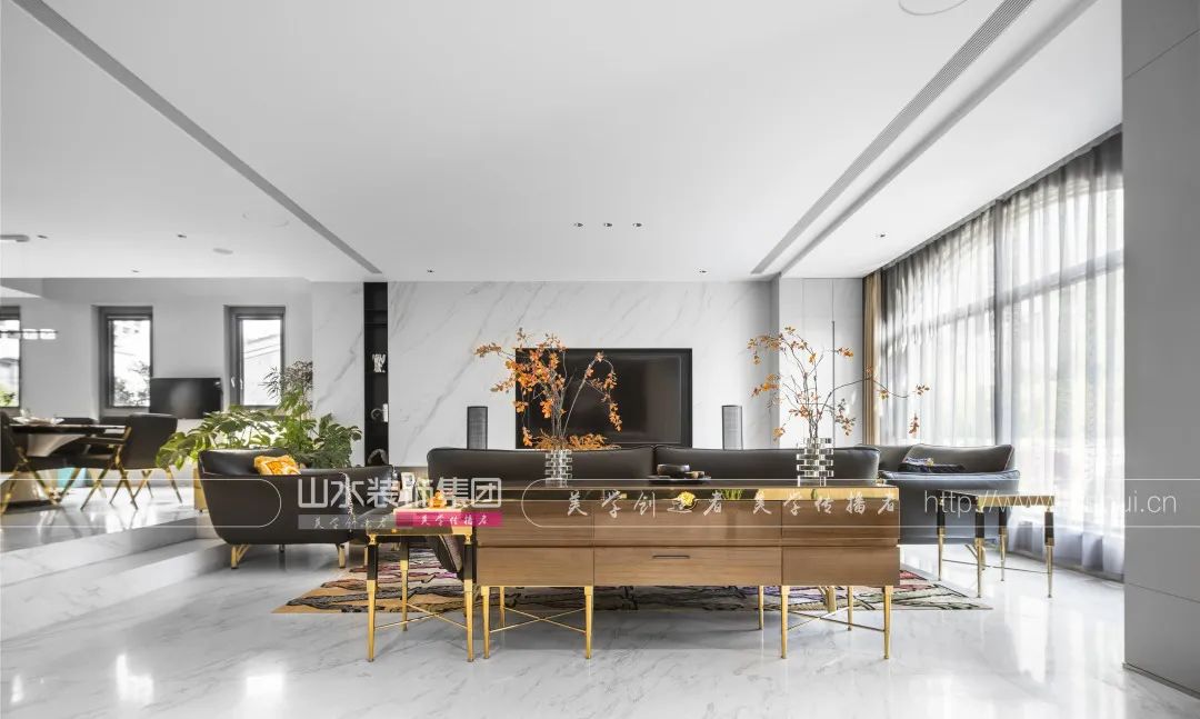 现代轻奢别墅设计丨山水装饰集团-52