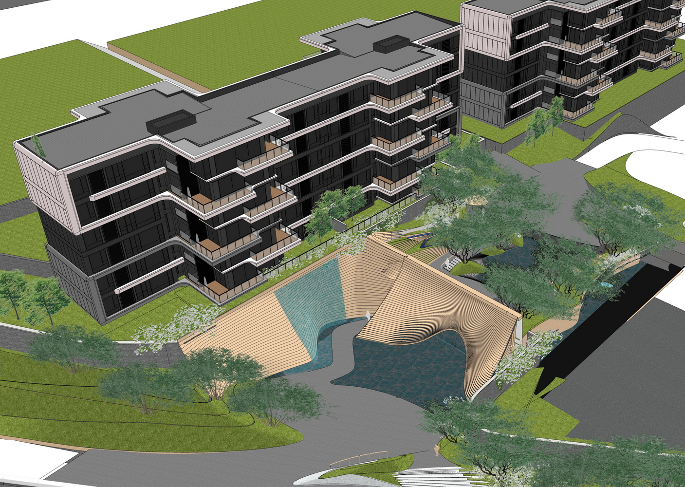 重庆首钢云尚江来江临悦大区入口景观SU模型-3