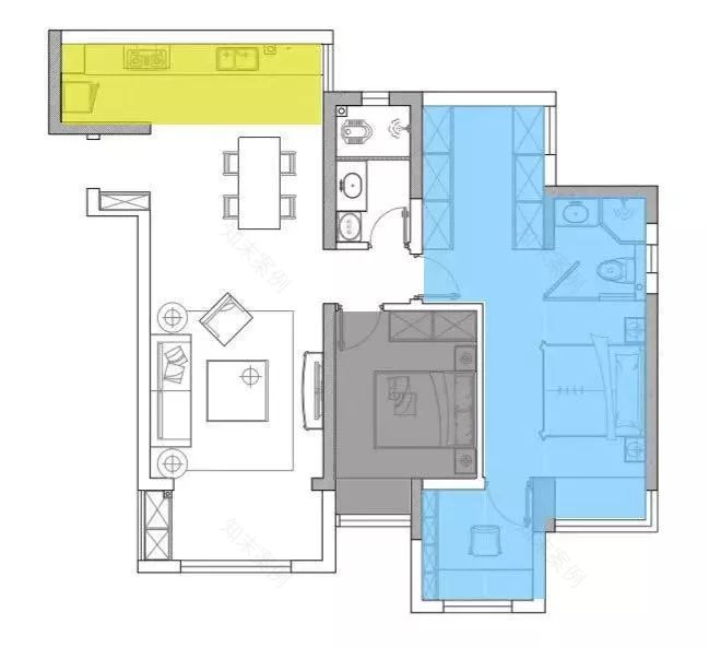 现代风格打造宽敞通透的 84㎡三室两厅-7