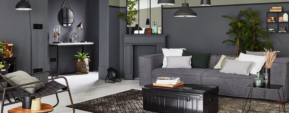 现代工业风格灰色与卡其色客厅设计-4