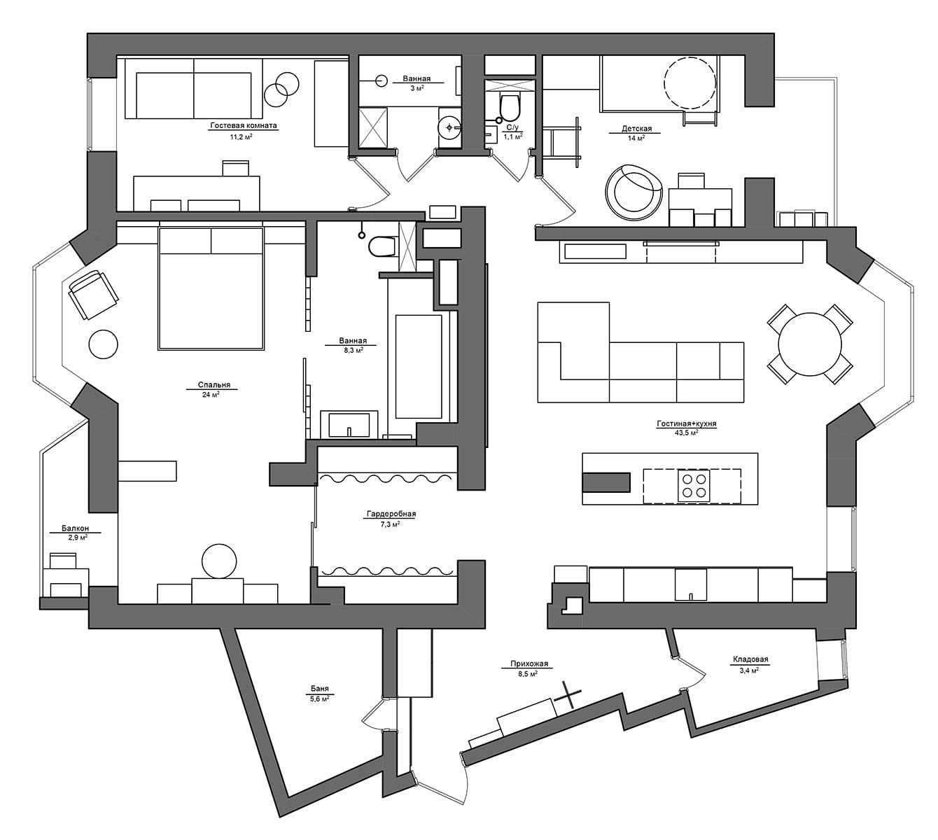 石墨色调的 loft 公寓设计项目丨白俄罗斯明斯克丨“Станза”工作室-62