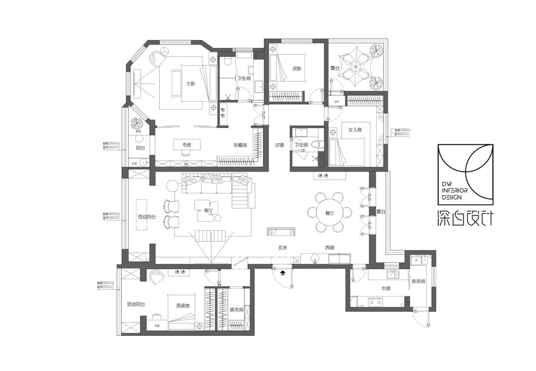 深白空间|| 五口之家静谧玉楼设计-17