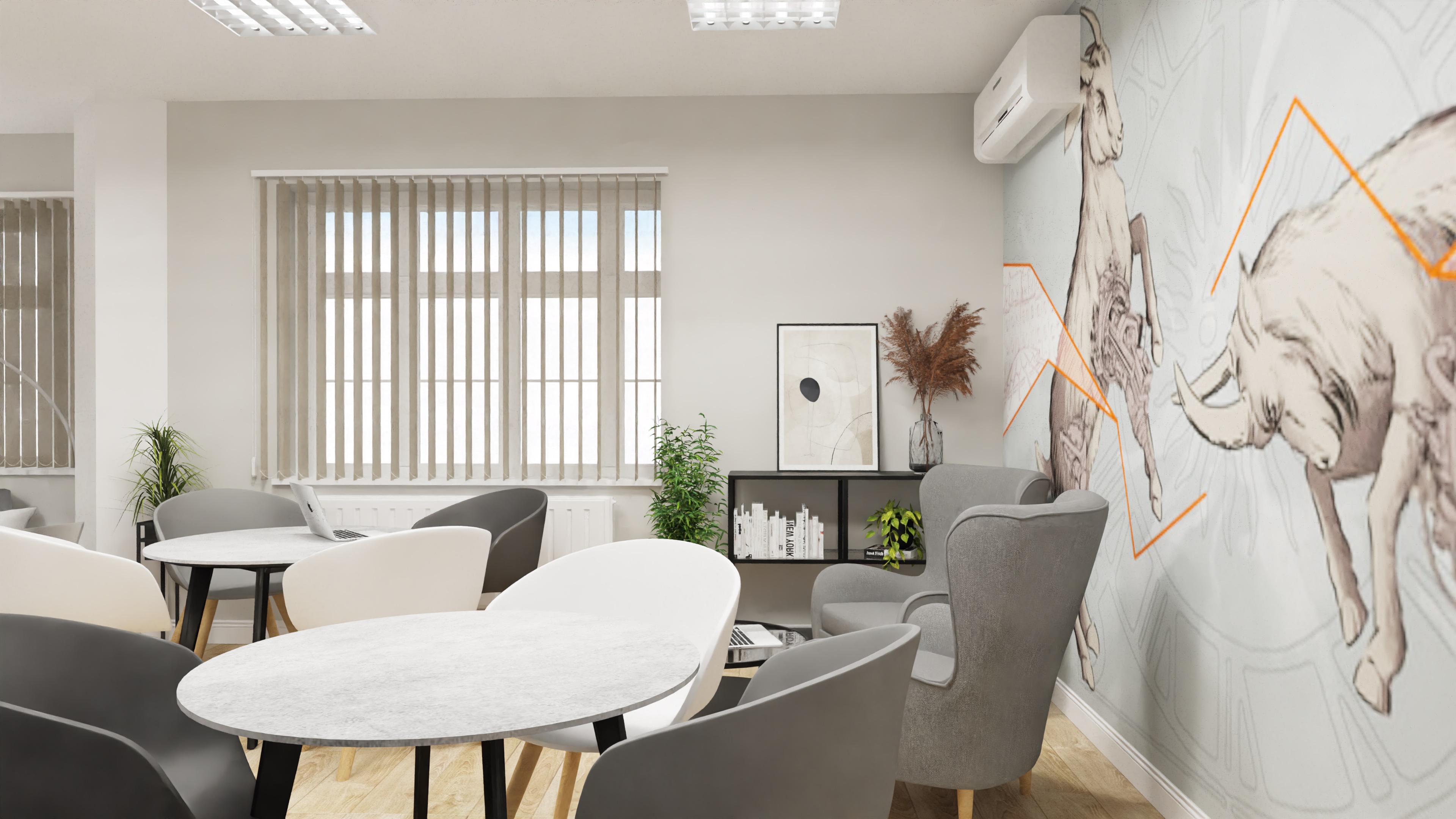 Projekt strefy jadalnianej i relaxu w biurze w Poznaniu-5