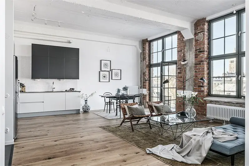 "瑞典旧工厂改造的现代复古 loft"-4