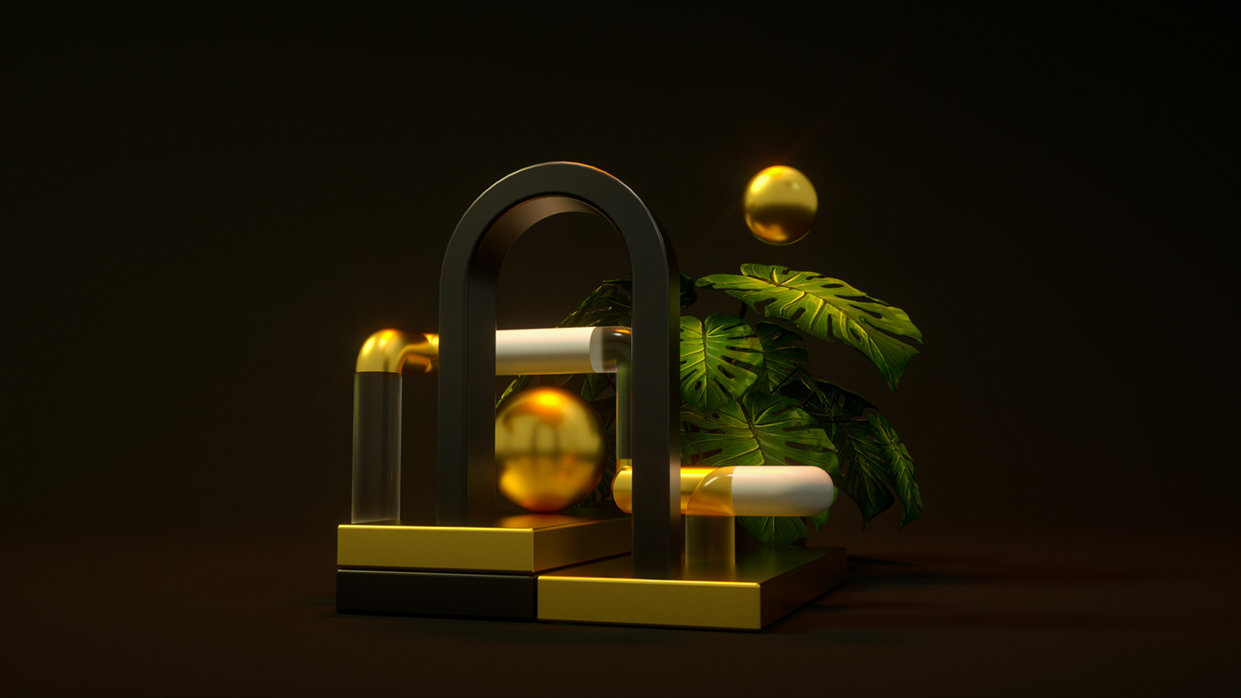 三维渲染的抽象建筑网页概念设计-7