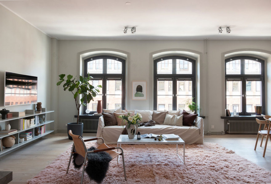斯德哥尔摩优雅公寓 | 拱窗与开放空间的完美结合-1