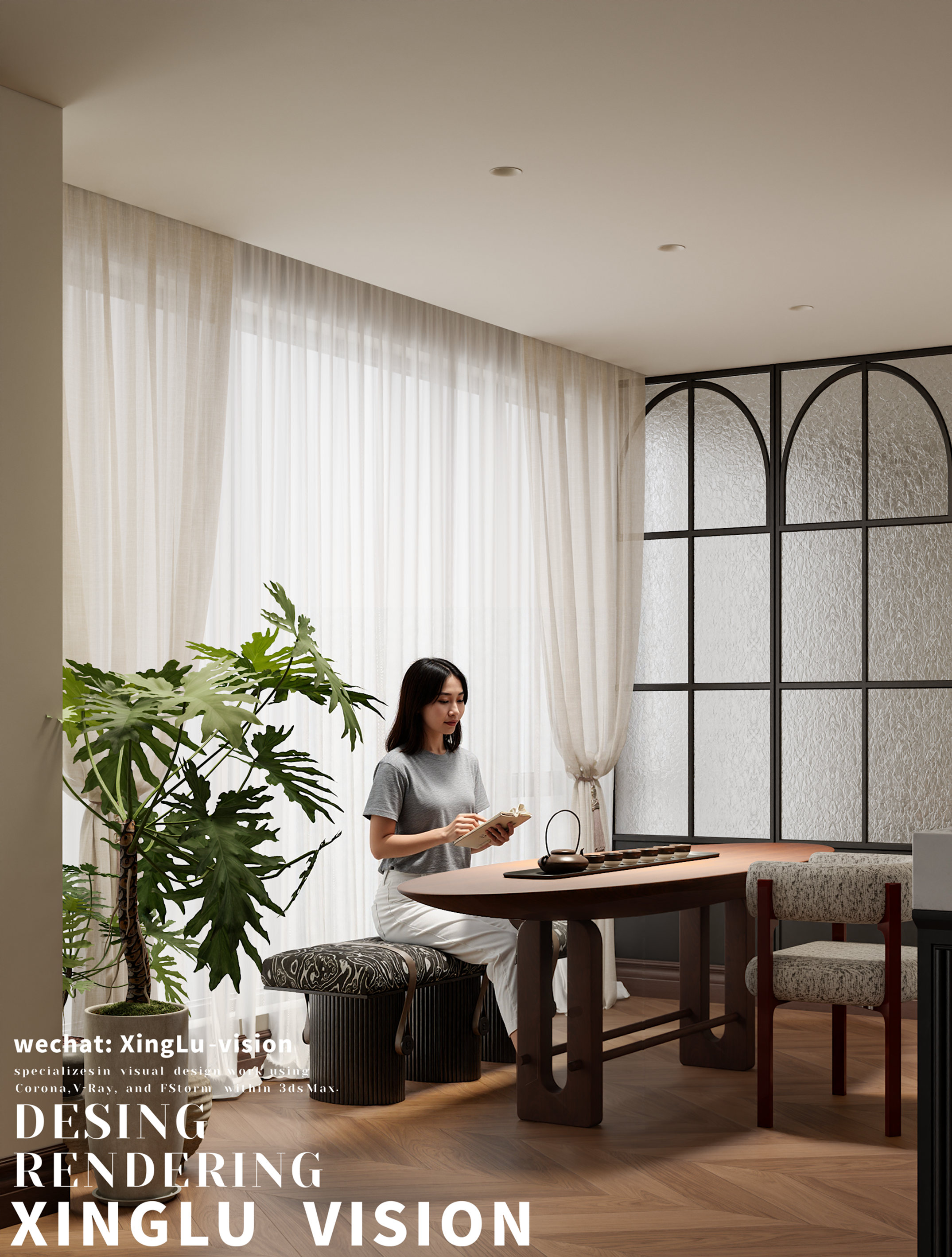 轻法式暗色调客餐厅丨星路视觉（XingLu  vision）-13