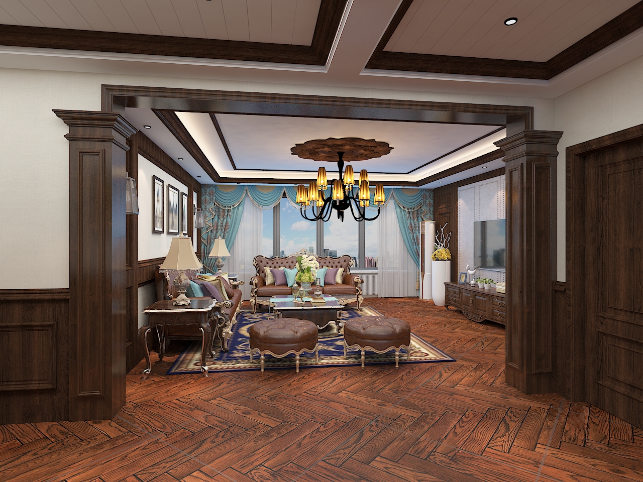 美式轻奢客厅设计，精致质感一触即发-7