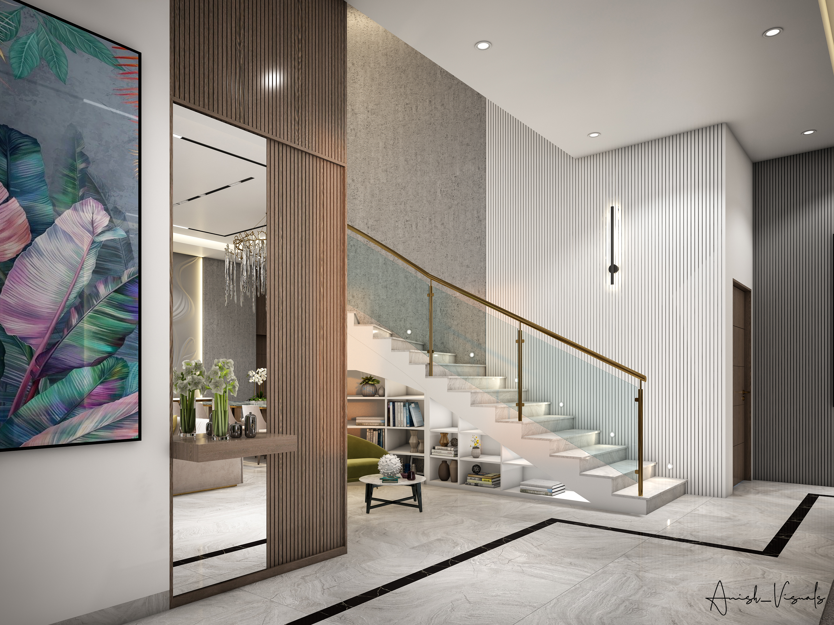 家庭客厅室内设计丨阿联酋迪拜丨Anish_ Visuals-7