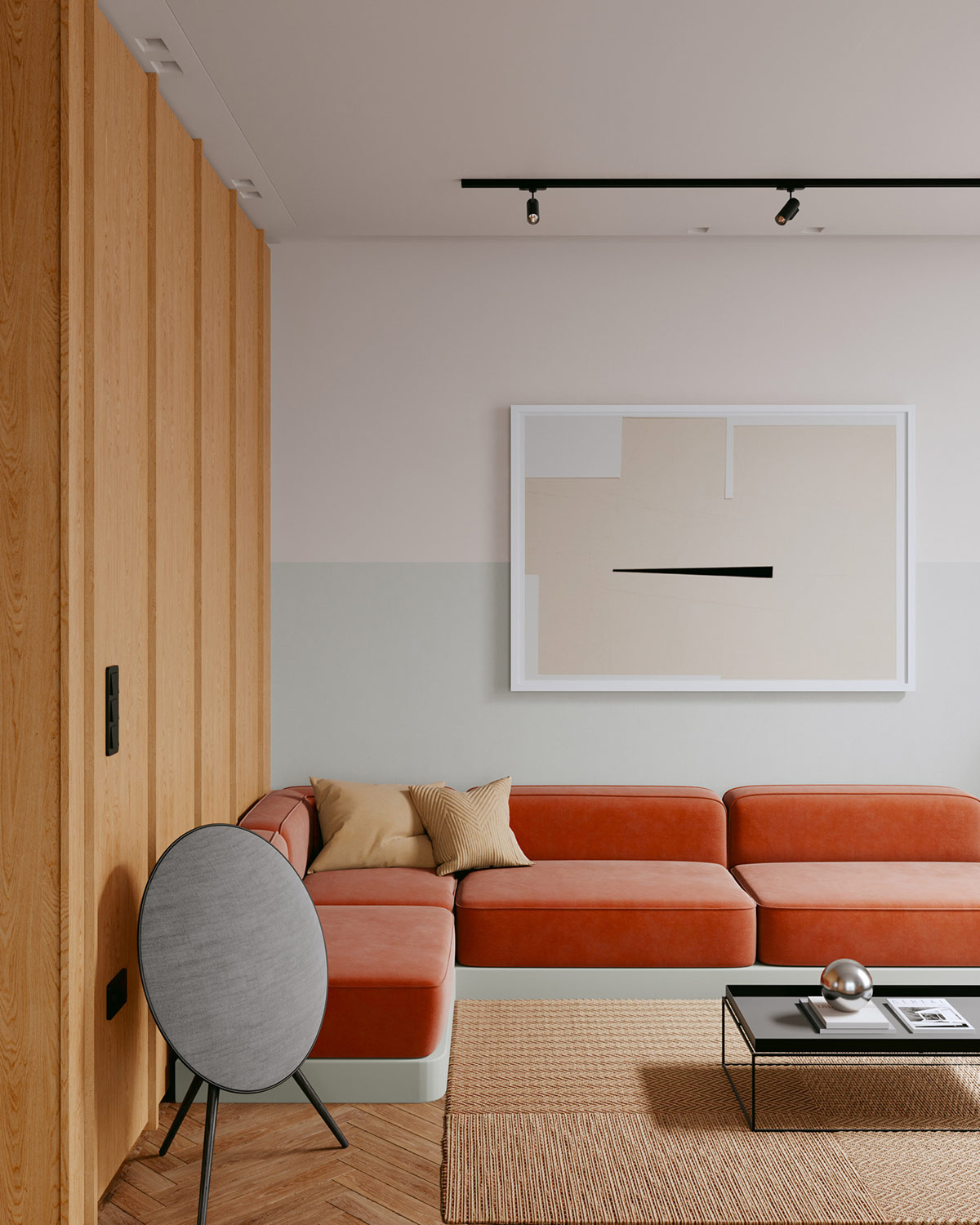 清新绿植 天然木纹 橙色系温暖住宅-2