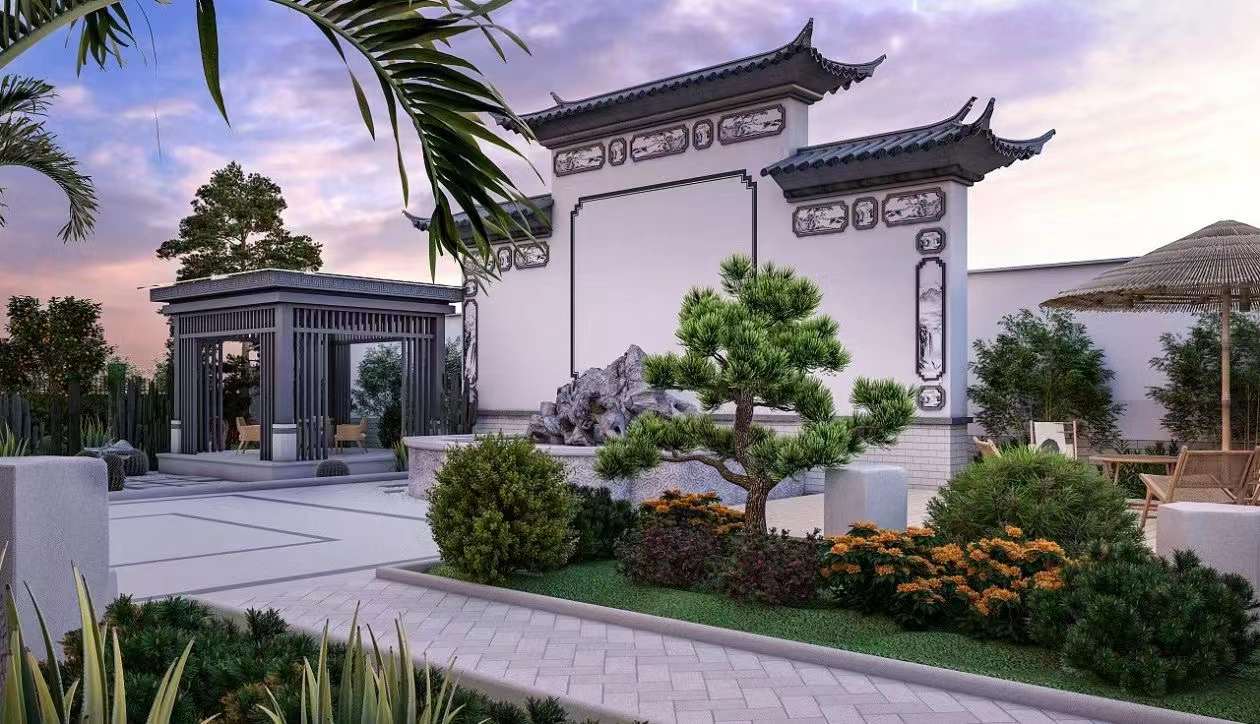 新中式庭院别墅效果-8
