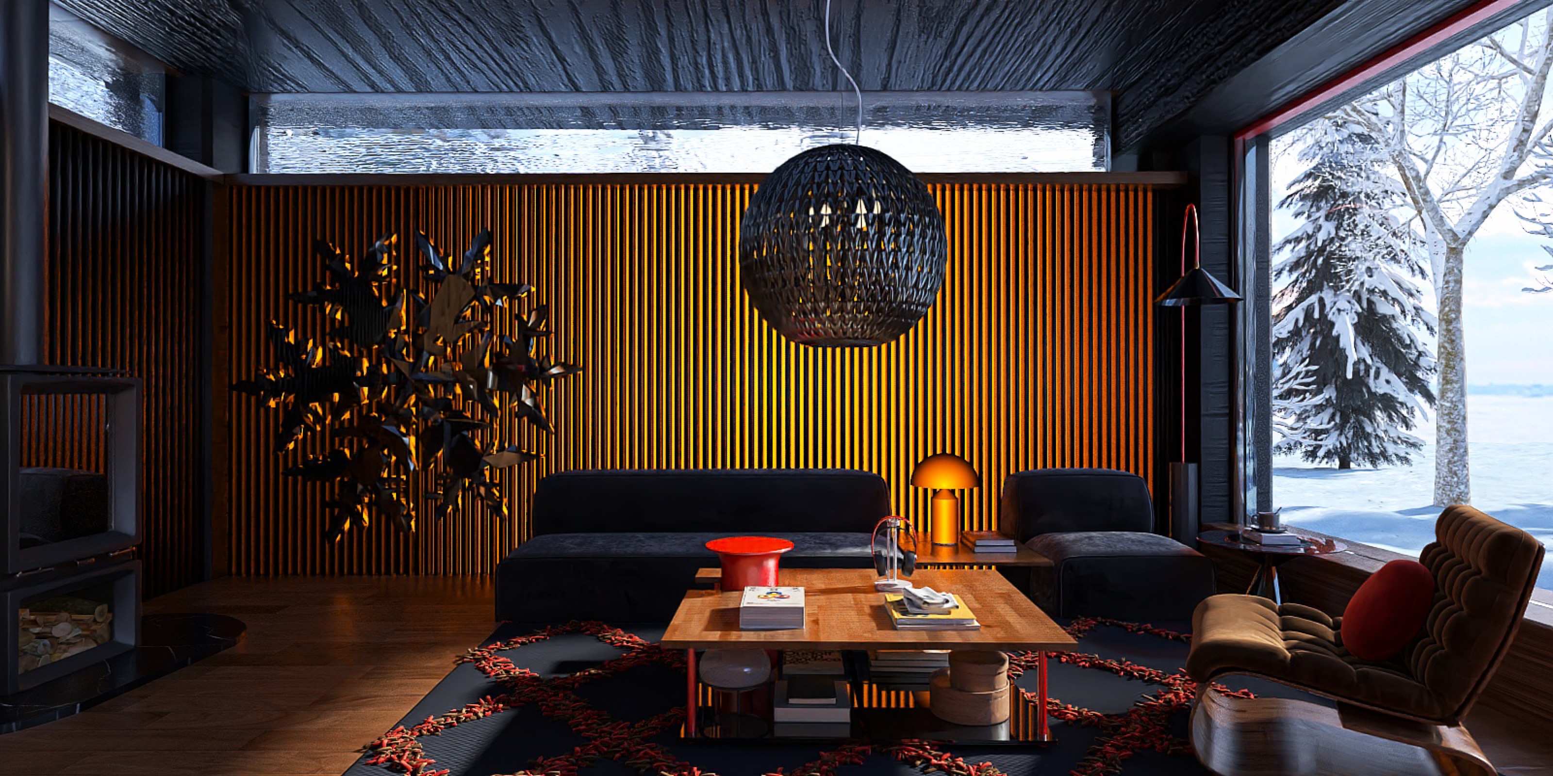 Black House in a Winter Landscape – 3D Design Project-2