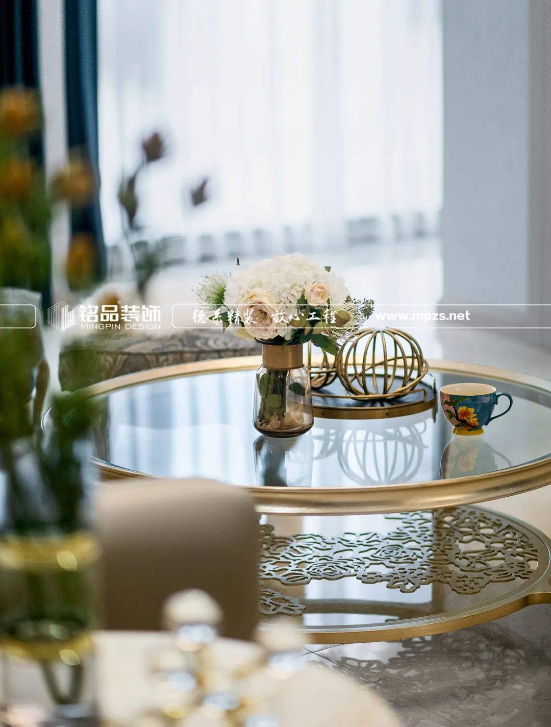 150㎡美式轻奢婚房,沁蓝米咖配色展现小资情调-4