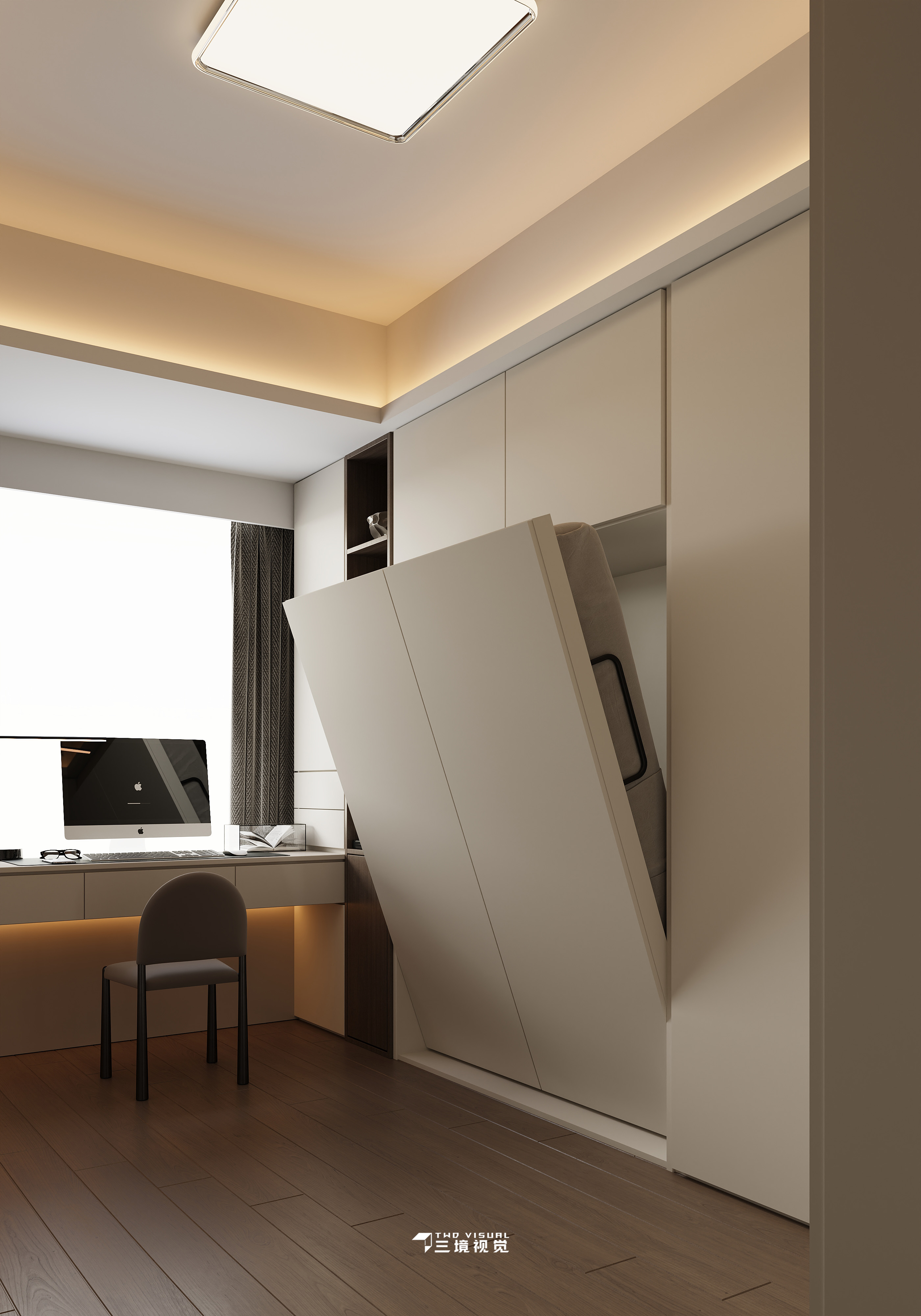 住宅-现代客厅卧室小户型设计-11