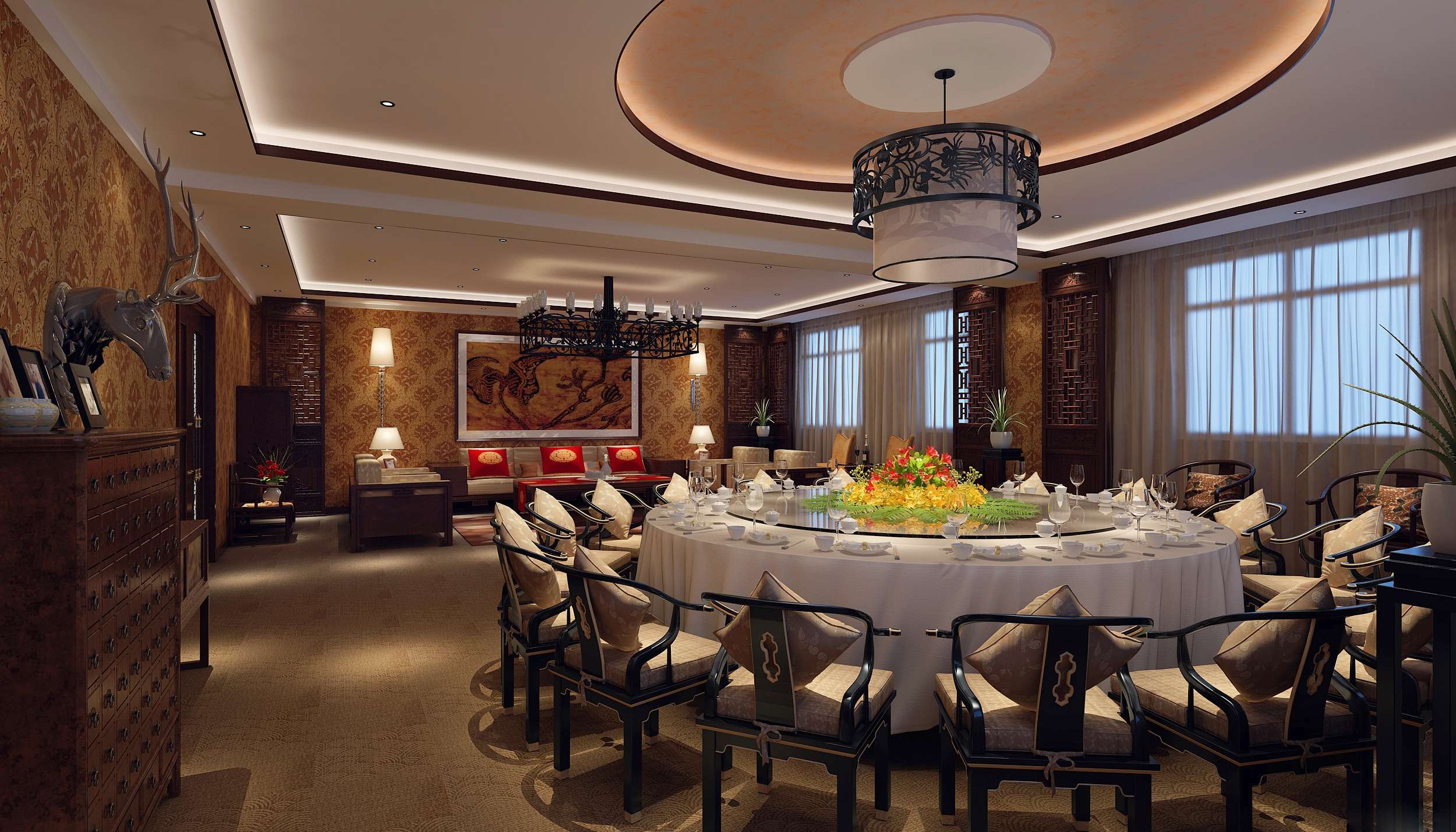 新中式风格奢华酒店餐厅 会所包房 包厢 包间 高清效果-2-31