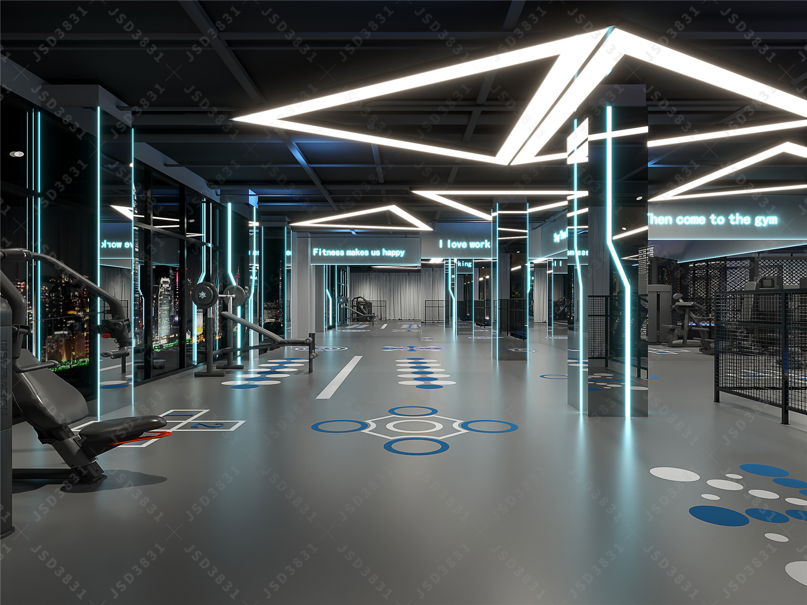 工业健身房设计,公司健身房设计,会所健身房设计-7