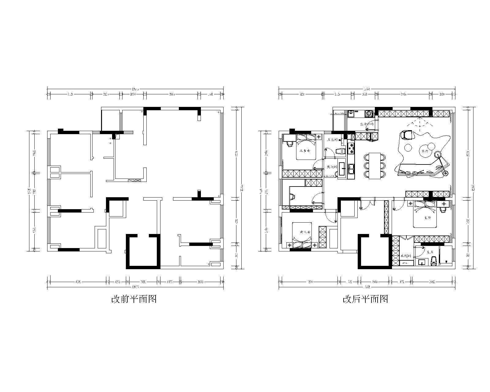120㎡核心商圈平层清水房改造-0
