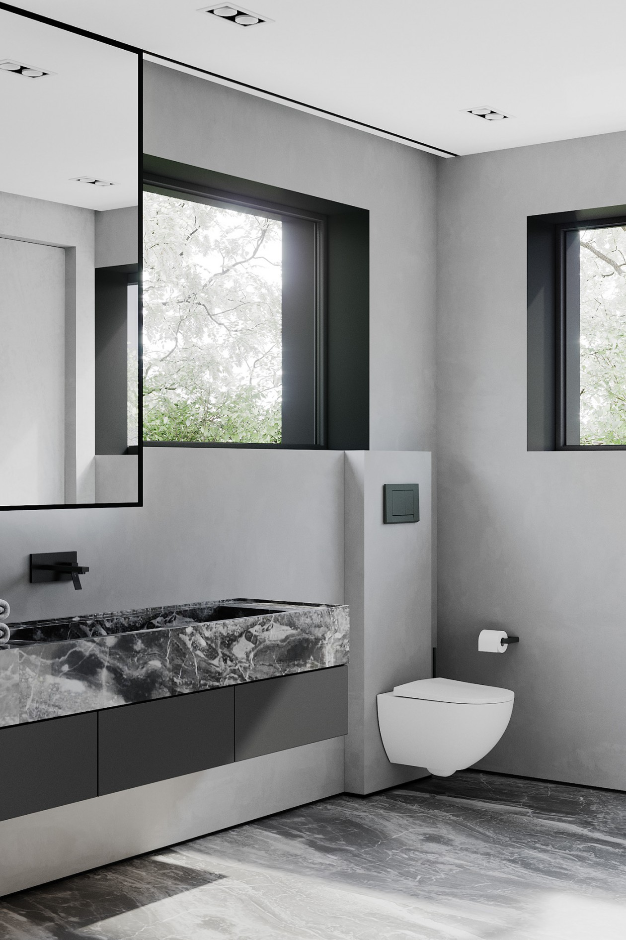 乌克兰基辅650㎡高级黑+简洁白 极简风公寓-19