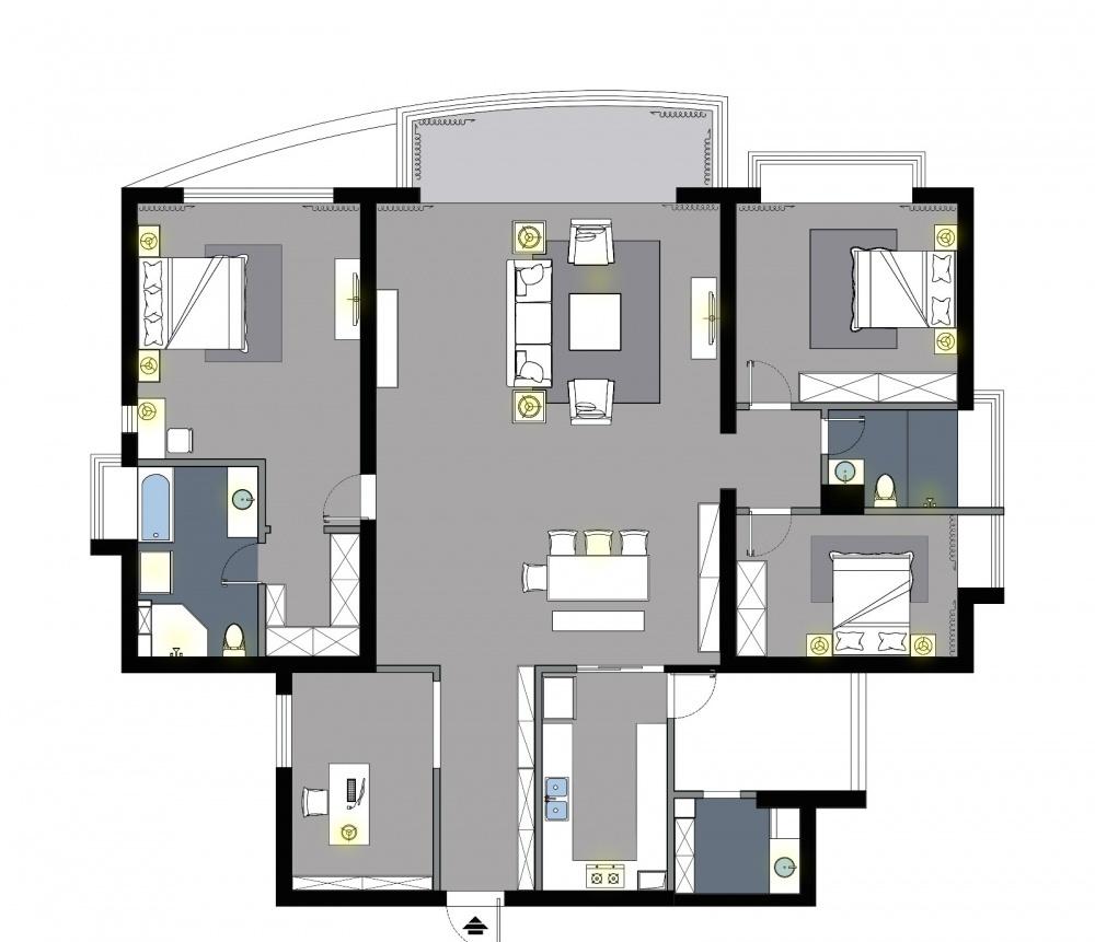 平层 200㎡精装房爆改法式复古轻奢-8