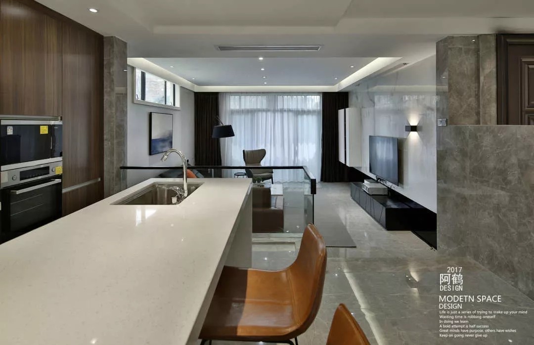 客厅中间的一堵墙竟然是电视机绝佳的摆放位置？| 阿鹤设计-10