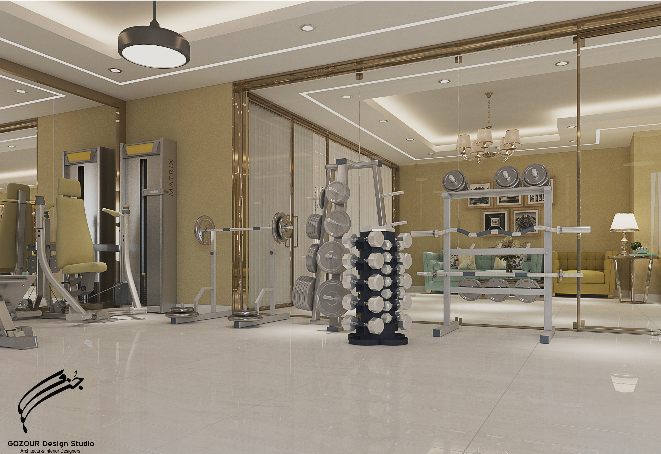 GYM &LIVING &OFFICE DESIGN AT VILLA IN QATAR ..-5