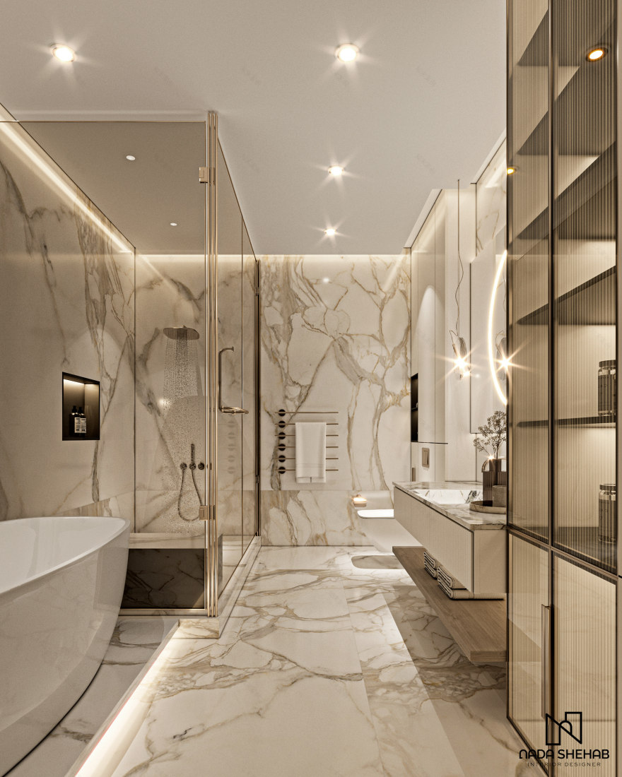 乡村风格简约卧室及梳妆区与浴室设计-18