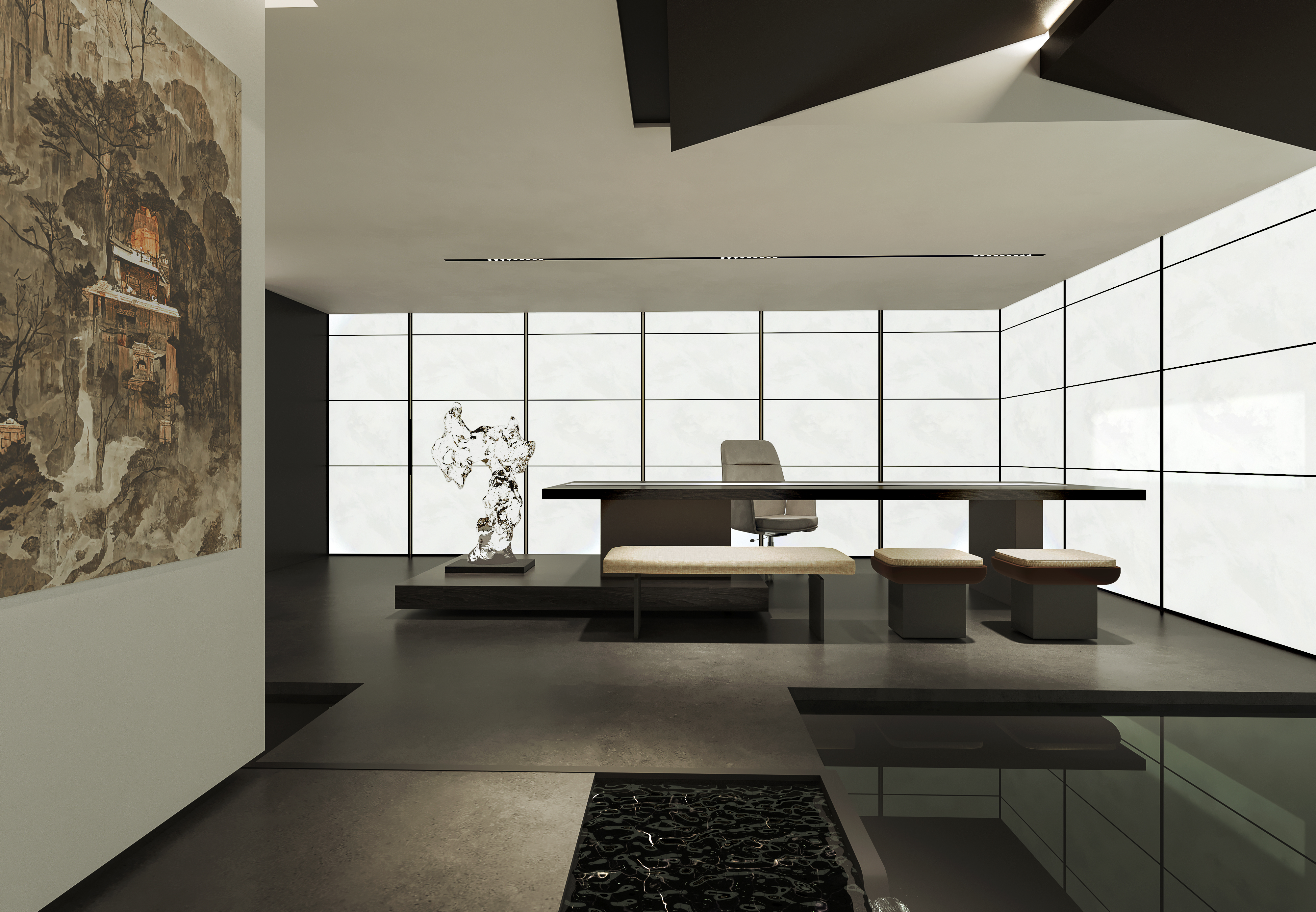 minimalist Chinese zen office 极简中国风办公室设计-0