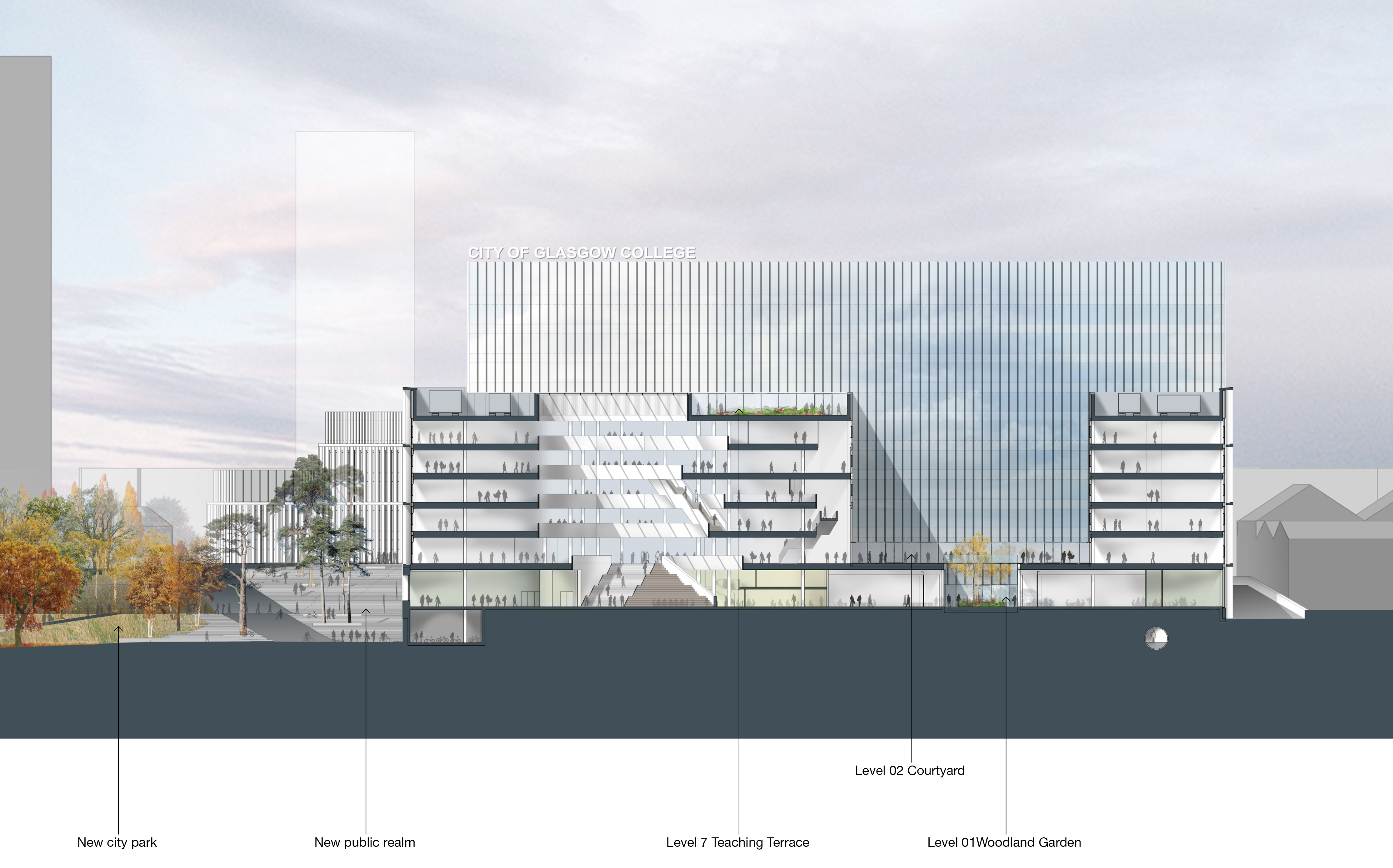 苏格兰格拉斯哥城市学院 | 融入城市景观的绿色校园-15