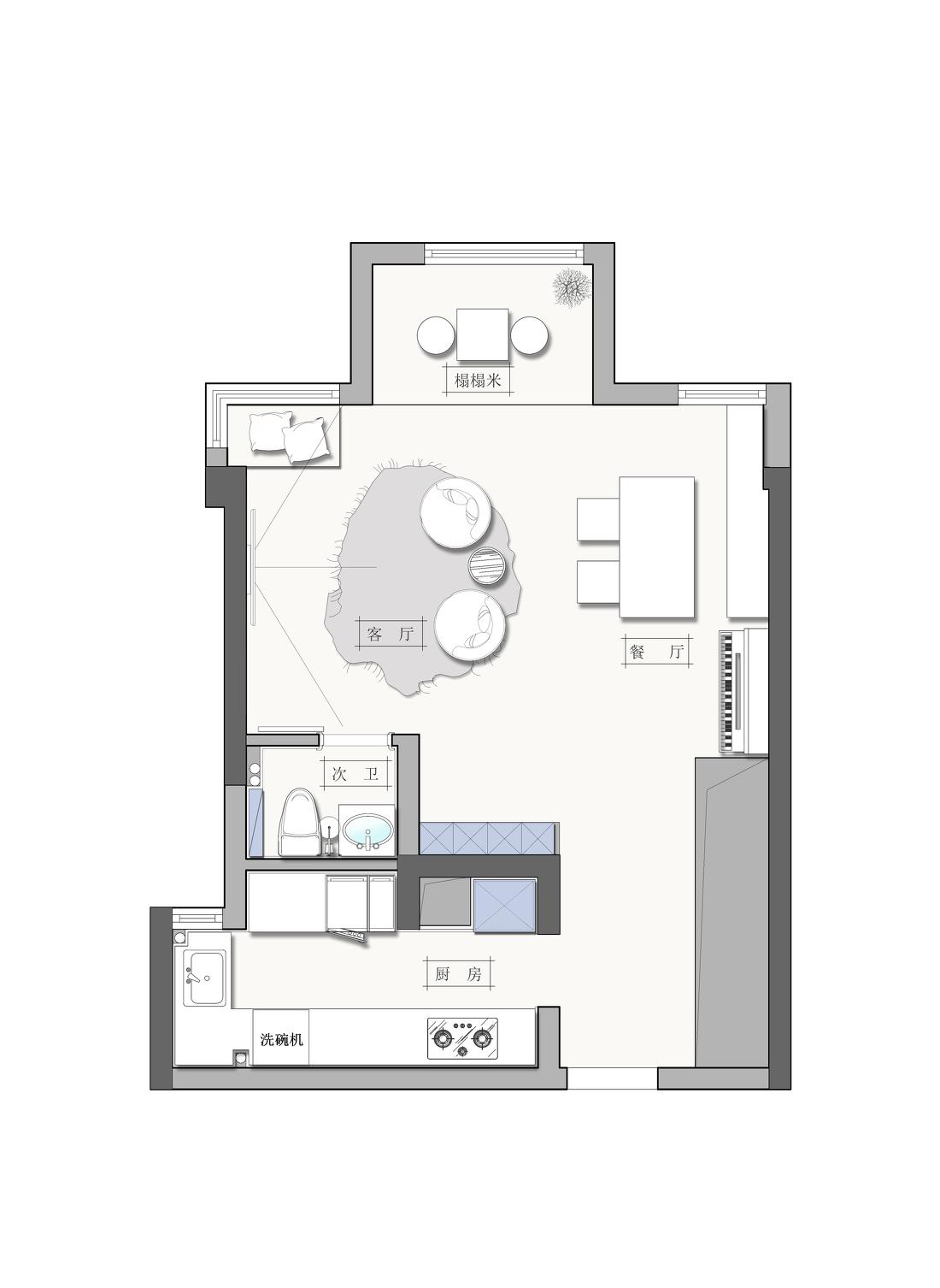 日式平层改造丨中国重庆丨重庆初晨设计-1