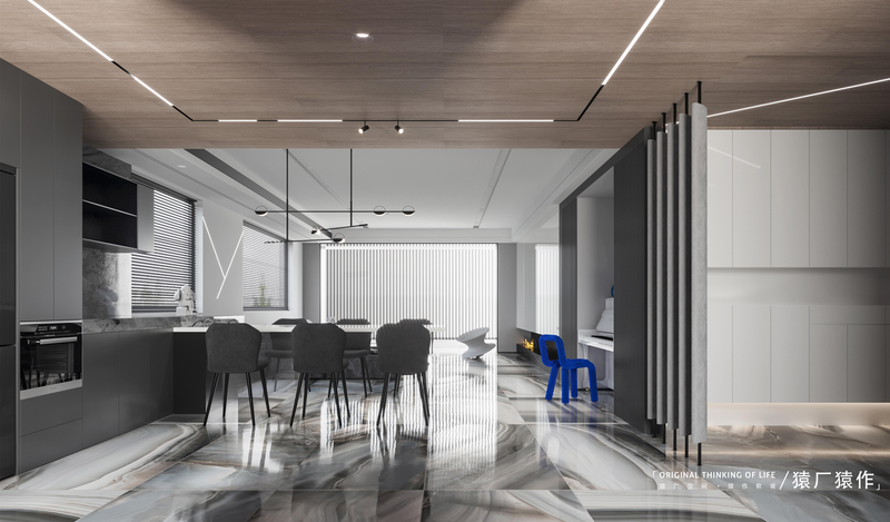 90后婚房设计 | 黑白灰与克莱因蓝的浪漫空间-16